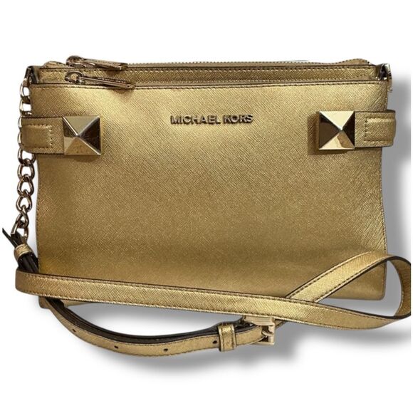 MICHAEL Michael Kors Gold Karla Crossbody Handbag Shoulder Bag Purse